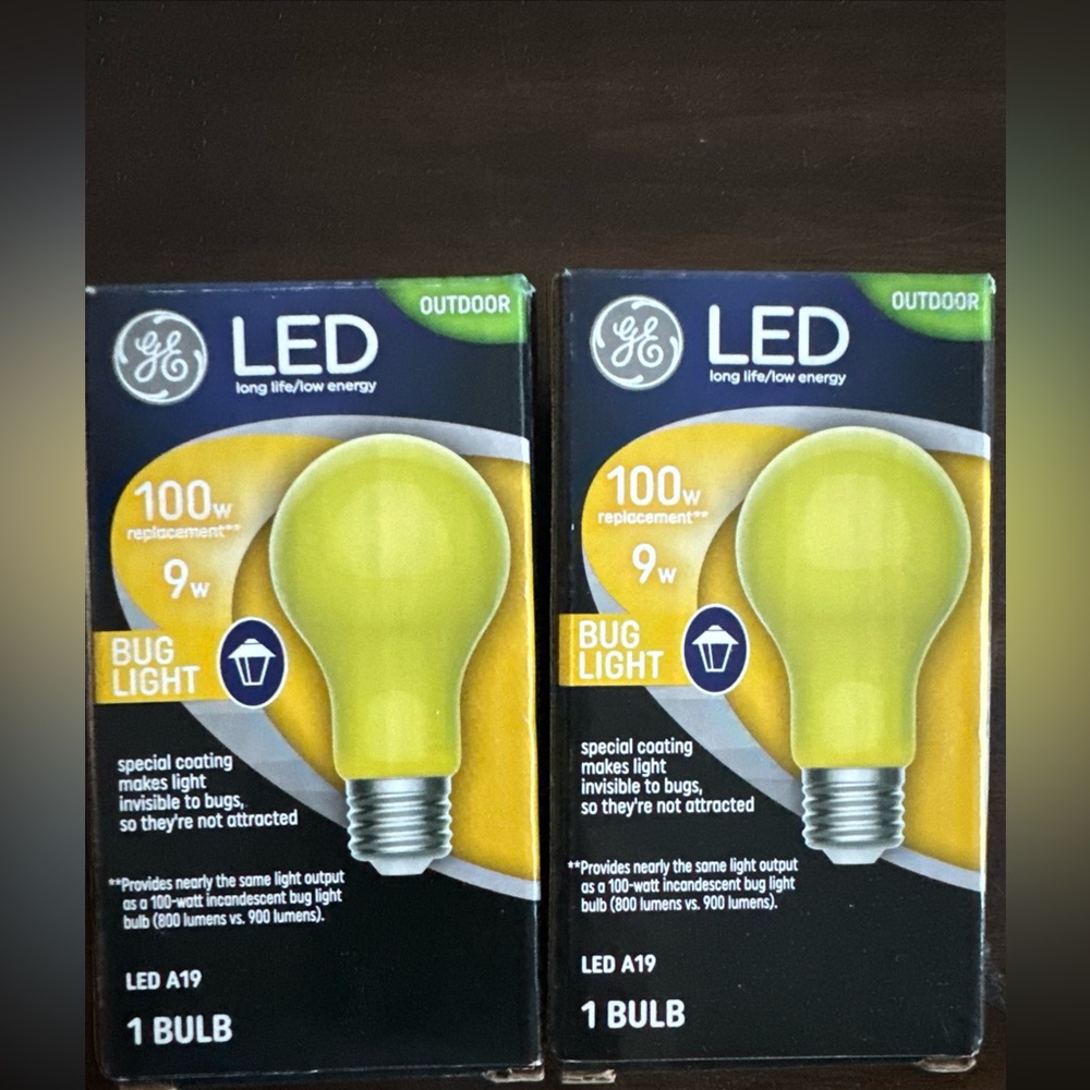 Twin Pack - GE Outdoor LED Bug Deflector Light Bulb - Yellow
